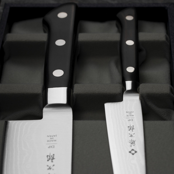 Tojiro Classic Damascus Zestaw Nóż Santoku 17 cm + uniwersalny 12 cm