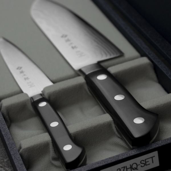 Tojiro Classic Damascus Zestaw Nóż Santoku 17 cm + uniwersalny 12 cm